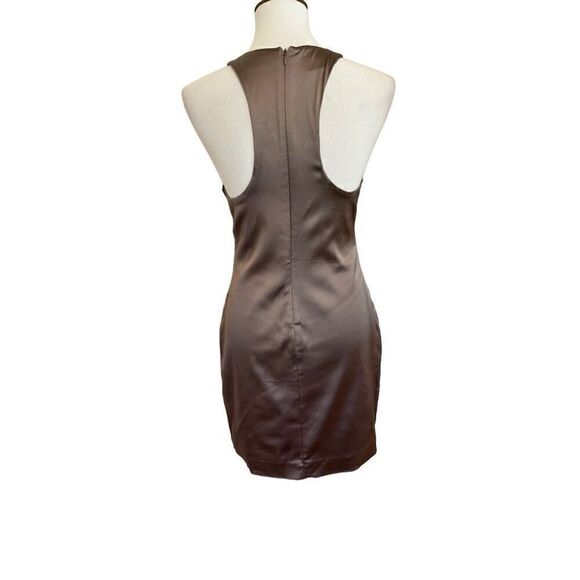Aritzia Babaton Pressure Satin Racerback Brown Mini Dress Size 6 - Picture 2 of 8